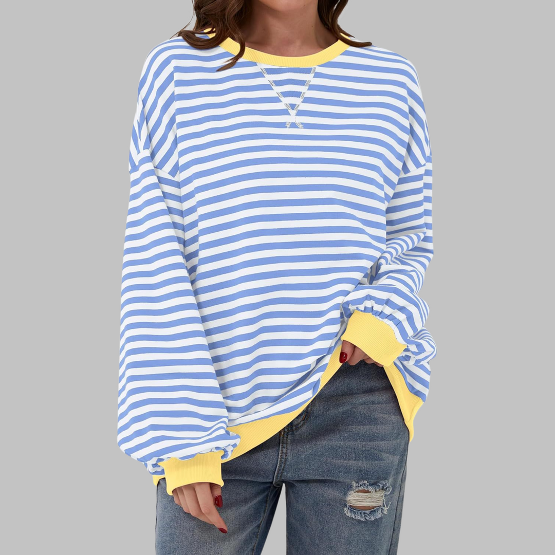 Ellen - Stijlvolle Gestreepte Ronde Hals Sweater