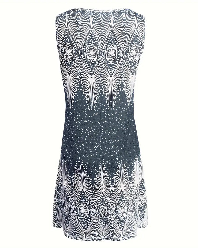 Alexandra | Korte Zomerjurk Dames Mouwloos Met Print