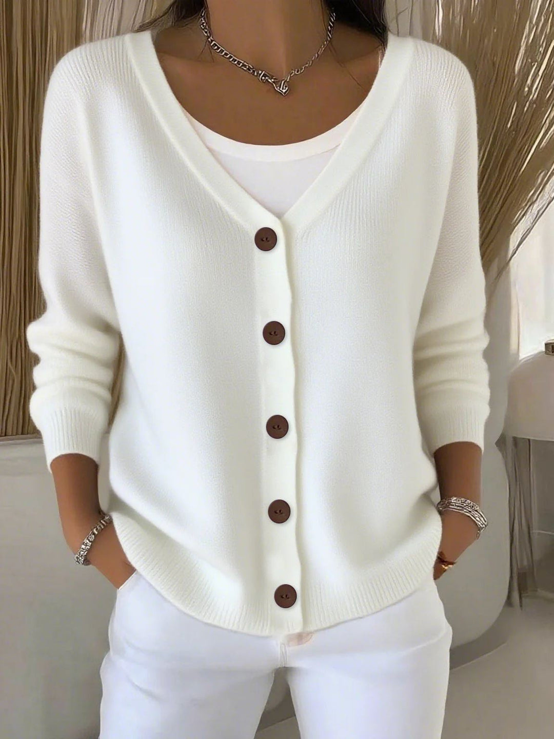 Rachel - Elegant Gebreid Knopen Vest