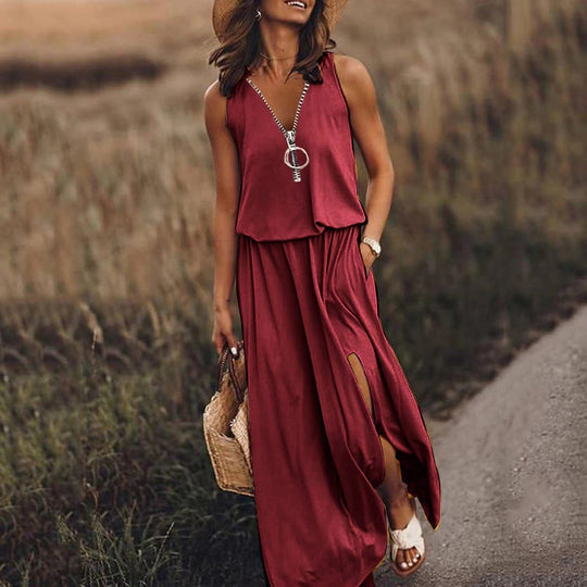 Tessa - Casual Maxi Jurk met Split Dames