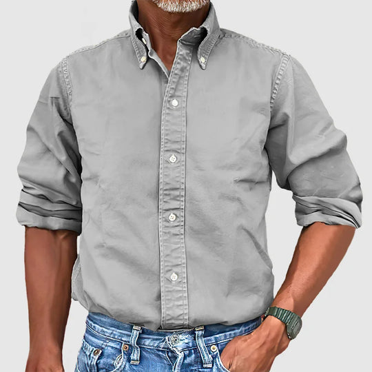 Matthias – Vintage Herenhemd Met Gewassen Look En Lange Mouwen