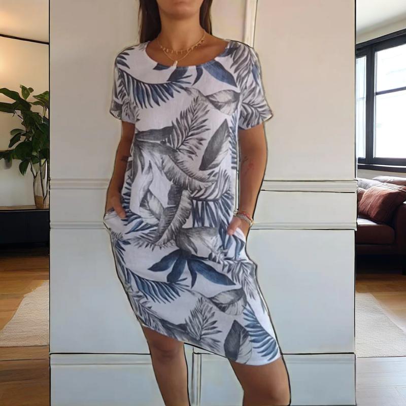 Linnen Tuniek Jurk Dames Botanisch - Livia