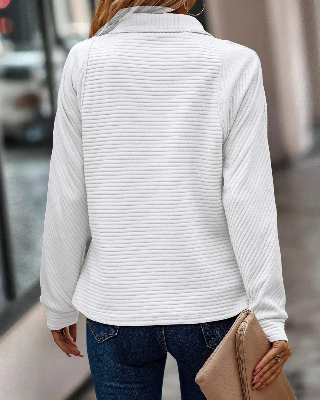 Laura - Stijlvolle Lange Mouw Rits Sweater