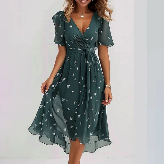 Bloemen Midi Jurk Dames Stijlvol - Mila