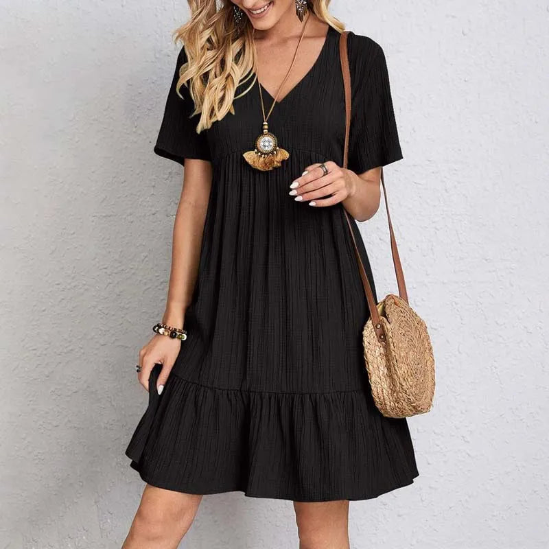 Mini Jurk Dames Casual Met V-hals - Demi