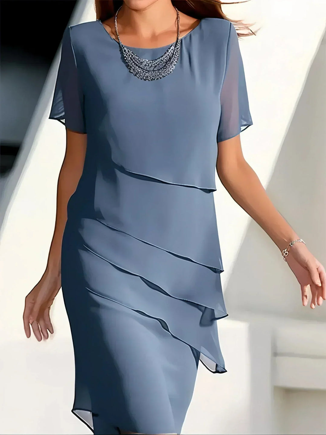 Nikki | Chiffon Midi Jurk Dames Elegant