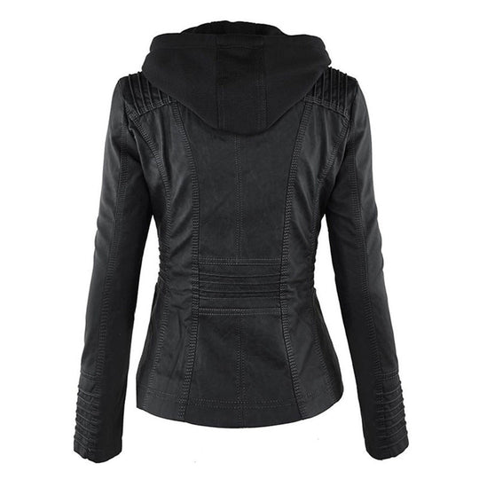 Sylvia - Stijlvolle Korte Leren Winterjas
