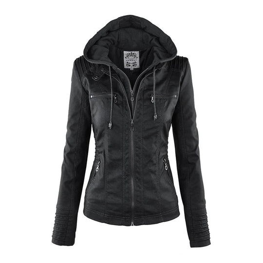 Sylvia - Stijlvolle Korte Leren Winterjas