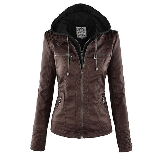 Sylvia - Stijlvolle Korte Leren Winterjas