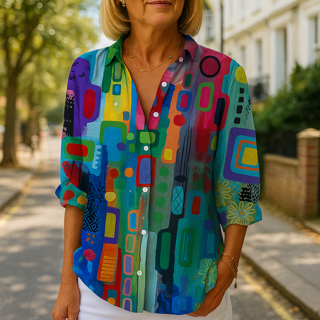 Dames Blouse Met Kleurrijke Print - Marit