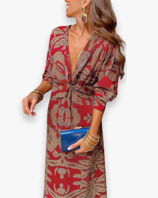 Elegante damesjurk met patroonprint | Comfortabel en flatterend