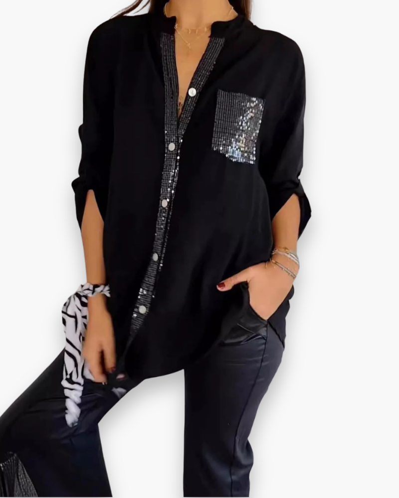 Casual Paillettenblouse Voor Dames | Chic