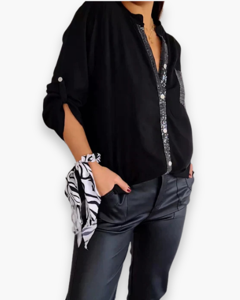 Casual Paillettenblouse Voor Dames | Chic