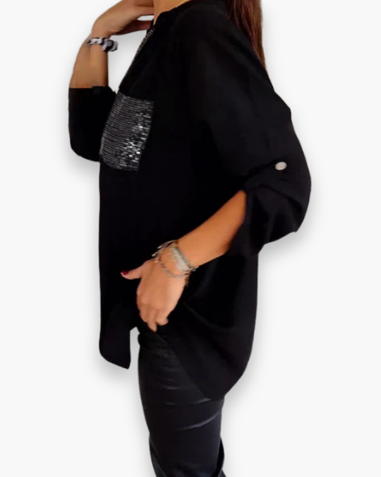 Casual Paillettenblouse Voor Dames | Chic