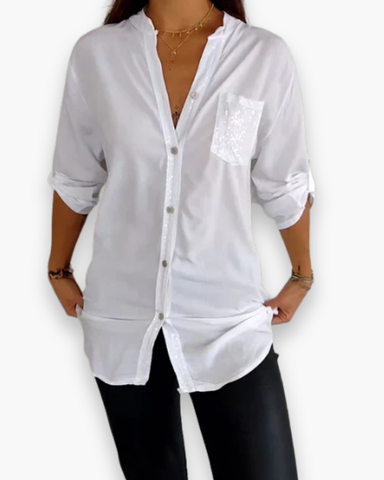 Casual Paillettenblouse Voor Dames | Chic