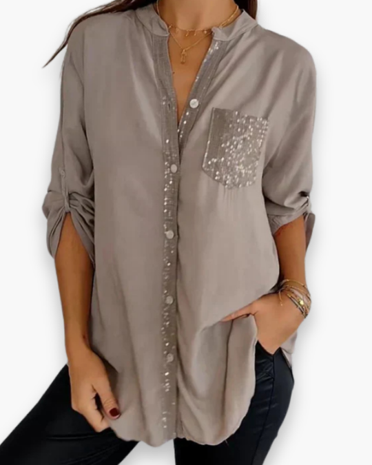 Casual Paillettenblouse Voor Dames | Chic
