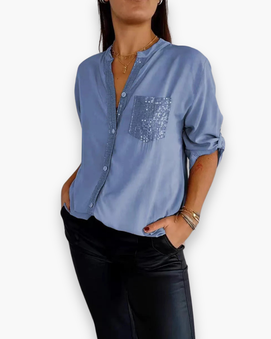 Casual Paillettenblouse Voor Dames | Chic