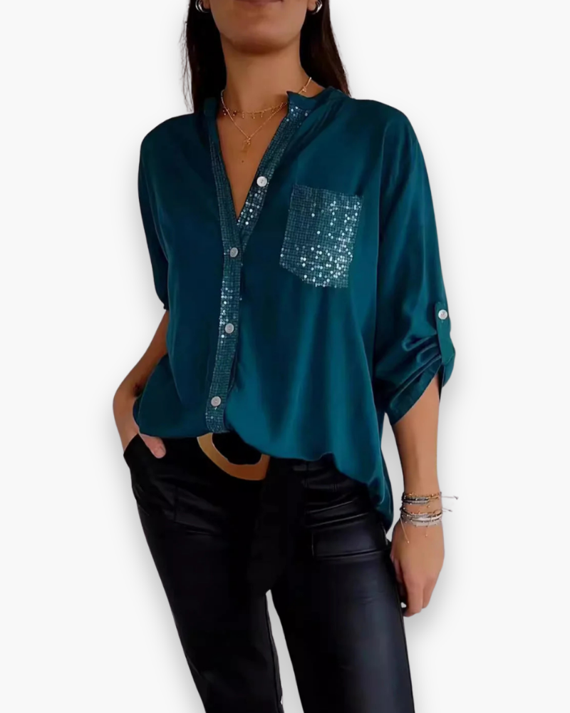 Casual Paillettenblouse Voor Dames | Chic