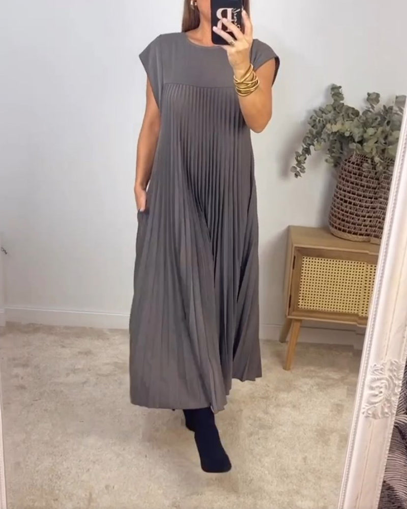 Saskia - Elegante Plissé Maxi Jurk