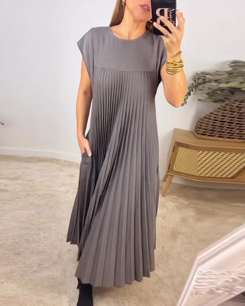 Saskia - Elegante Plissé Maxi Jurk
