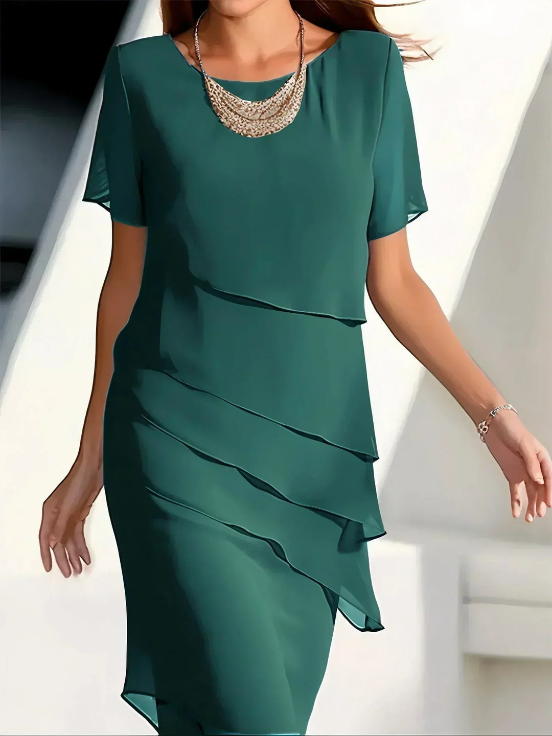 Nikki | Chiffon Midi Jurk Dames Elegant