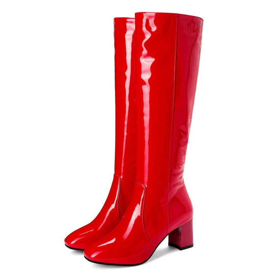 Dames Lakleren Laarzen Glanzend Elegant