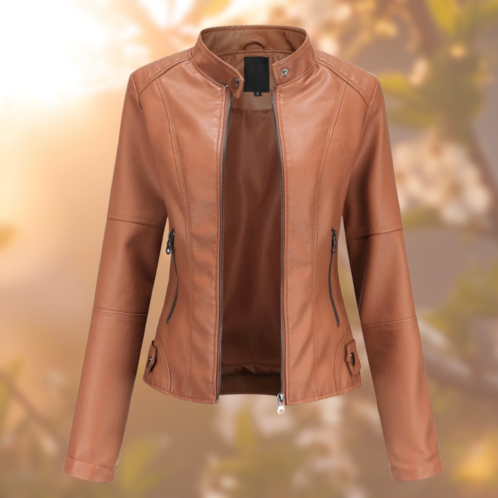 Karin | Elegante Slim Fit Leren Bikerjack