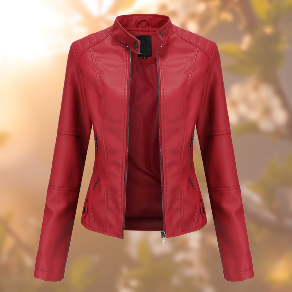 Karin | Elegante Slim Fit Leren Bikerjack