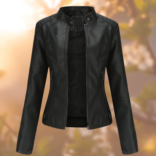 Karin | Elegante Slim Fit Leren Bikerjack