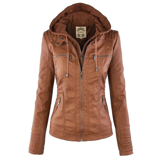 Sylvia - Stijlvolle Korte Leren Winterjas
