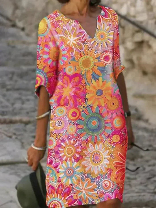 Tuniek Jurk Dames Bloemen Vrolijk - Lotte
