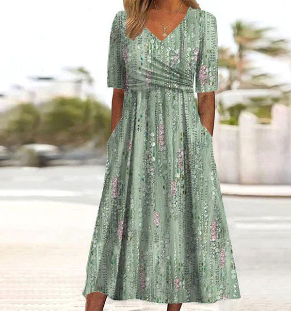Elegante Midi Jurk Dames Met Bloemenprint - Claire