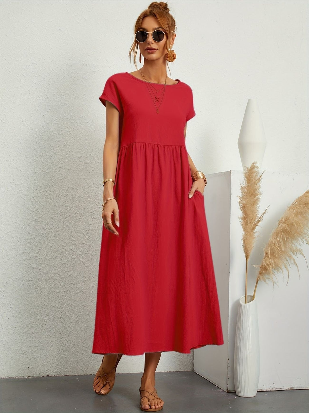 Zara - Lichte Midijurk Met Korte Mouwen Voor Dames