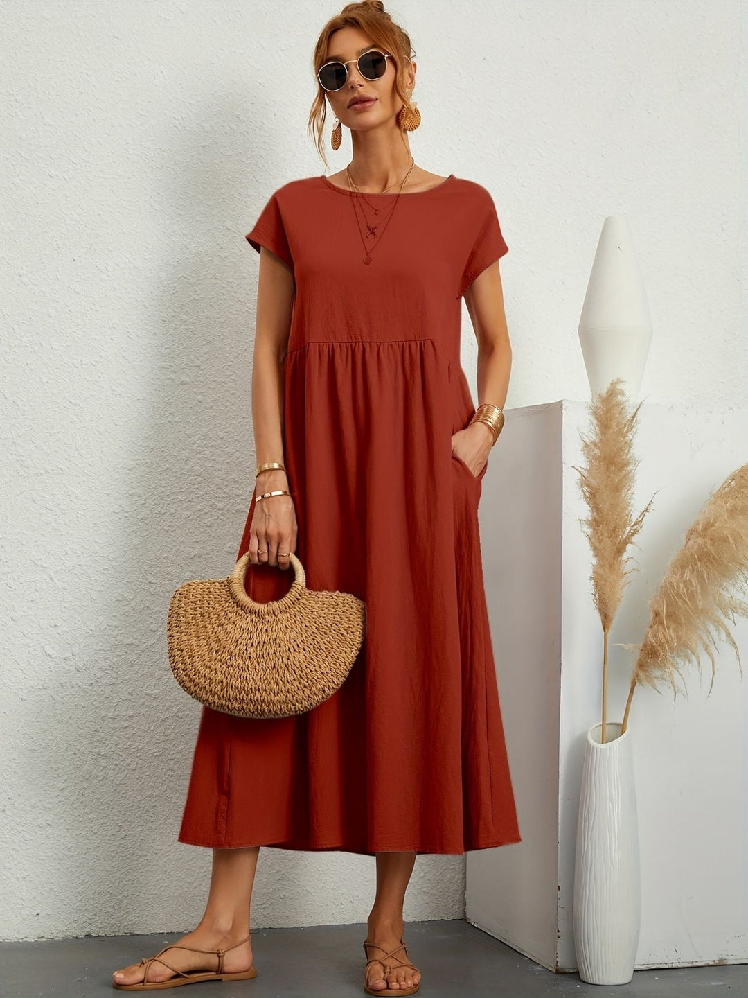 Zara - Lichte Midijurk Met Korte Mouwen Voor Dames