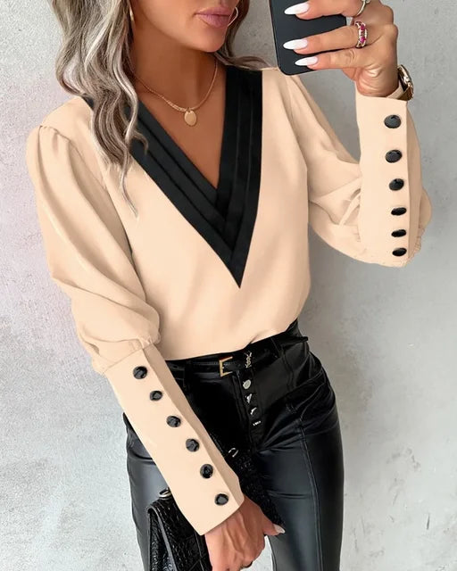 Abby - Elegante Blouse Met V-hals