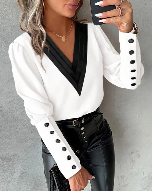 Abby - Elegante Blouse Met V-hals