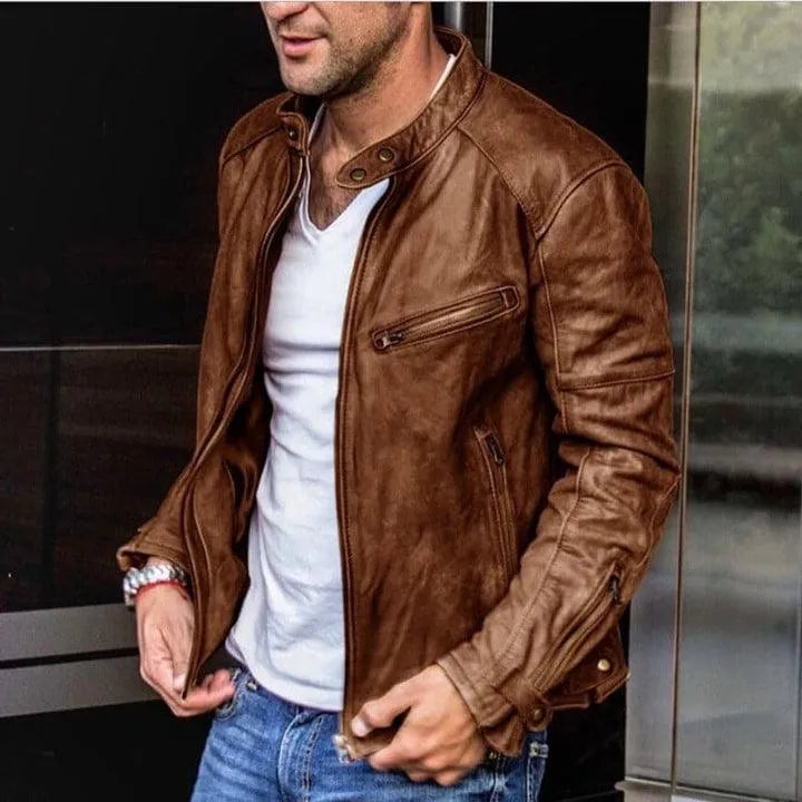 Miles | Stijlvolle Vintage Leren Bikerjack