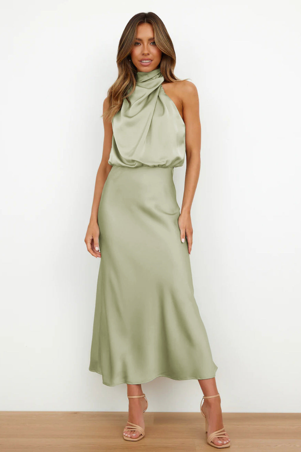 Satijnen Halterjurk Dames Elegant - Grace