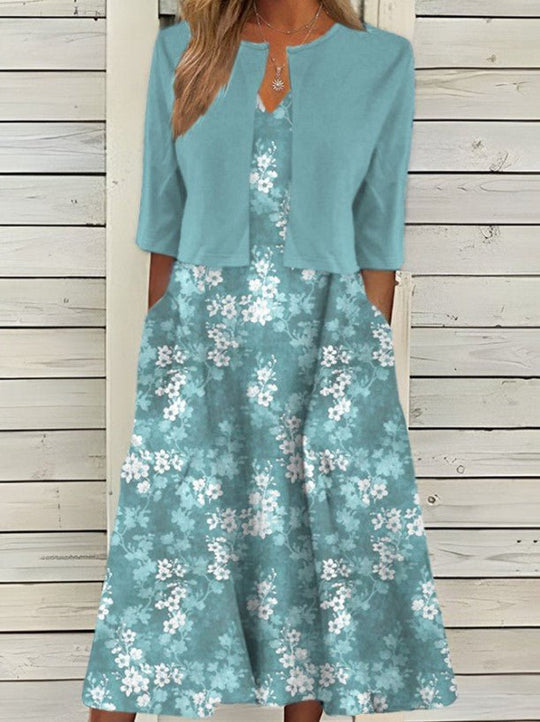 Linda - Elegante Bloemen Midi Jurk