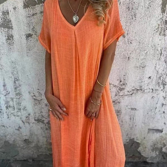 Sandra - Luchtige Linnen Maxi Jurk