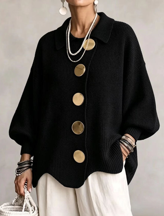 Sharon - Elegant Oversized Gouden Knopen Vest