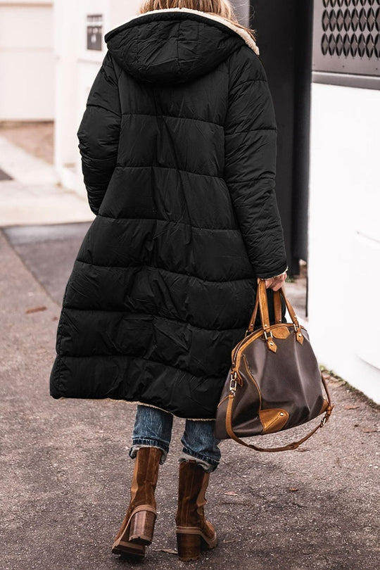 Renate - Elegante Teddy Lange Gewatteerde Winterjas