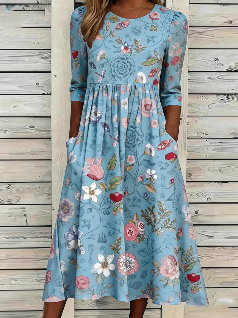 Miranda - Comfortabele Midi Jurk met Bloemenprint