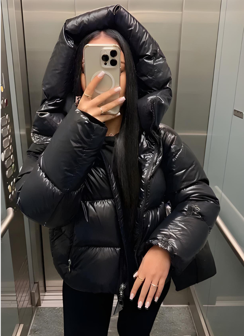 Yvonne | Elegante Warme Oversized Glanzende Winterjas