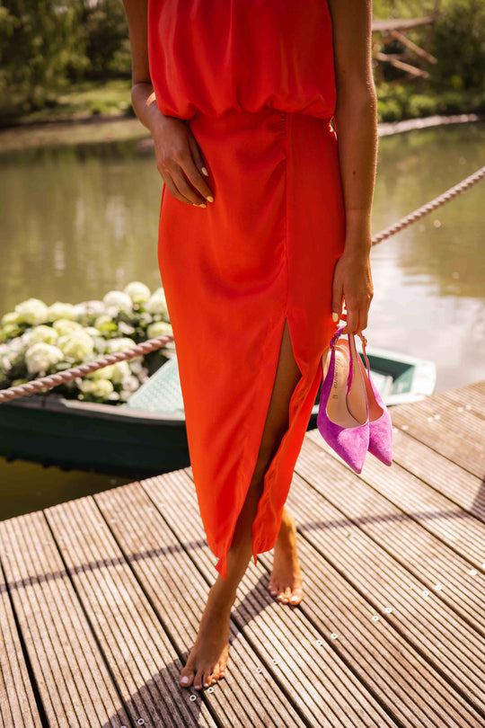 Vera - Elegante Midi Jurk met Split Dames
