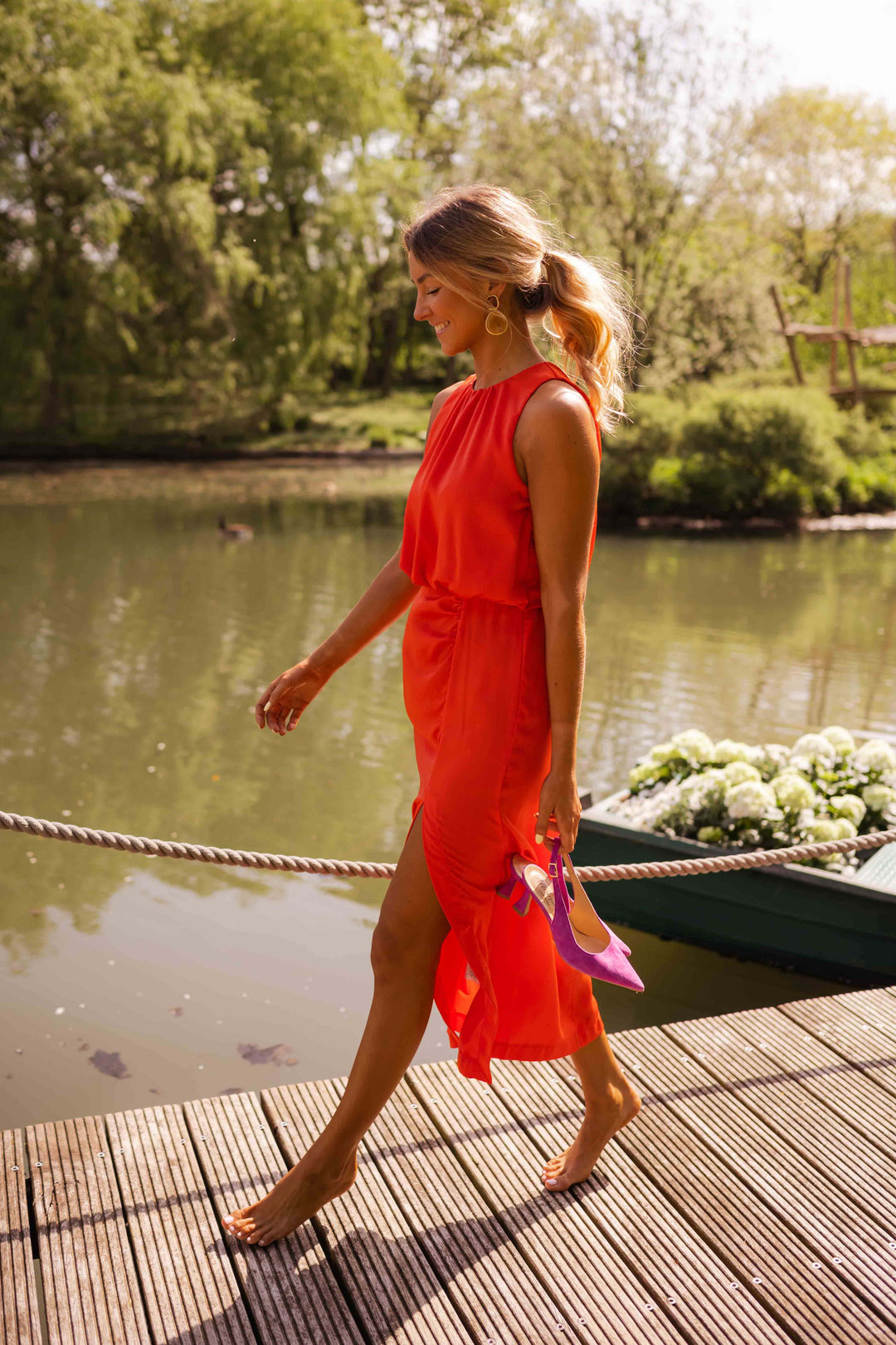 Vera - Elegante Midi Jurk met Split Dames