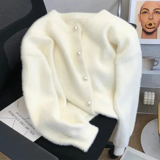 Emma - Dames Vest Fluweel Met Parelknoppen