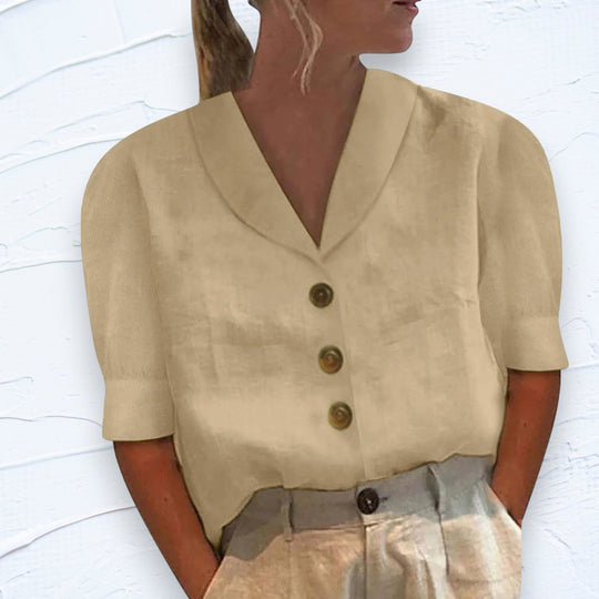 Amira - Top Met Kraag En Knopen Voor Een Klassieke Look