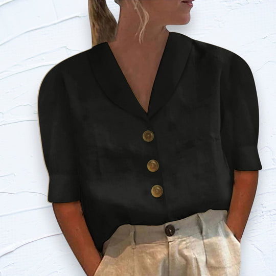 Amira - Top Met Kraag En Knopen Voor Een Klassieke Look