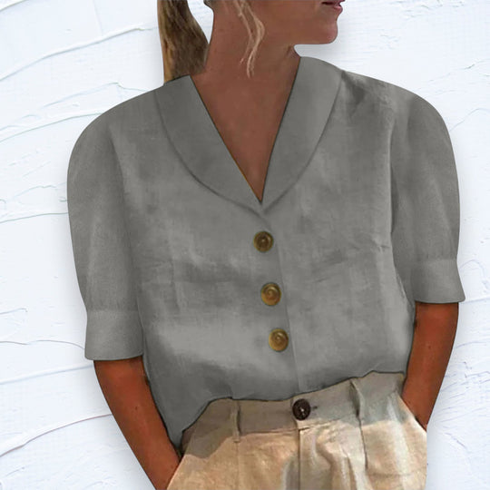 Amira - Top Met Kraag En Knopen Voor Een Klassieke Look